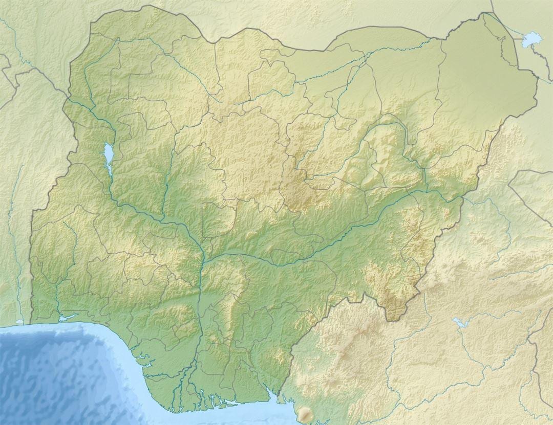 Mappa di disegnare un sollievo nigeria