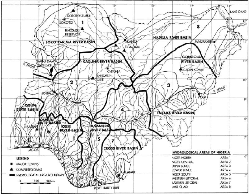 Mappa di idrologico nigeria