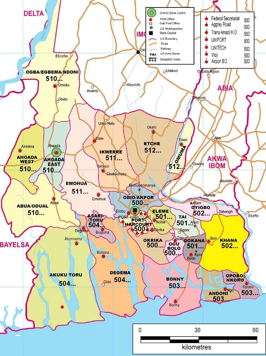 La mappa dei fiumi di stato nigeria