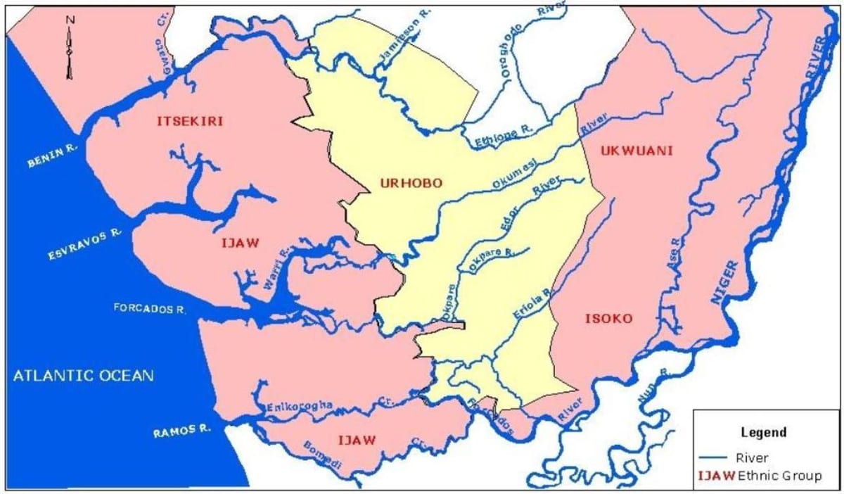 mappa della nigeria mostrando grandi fiumi