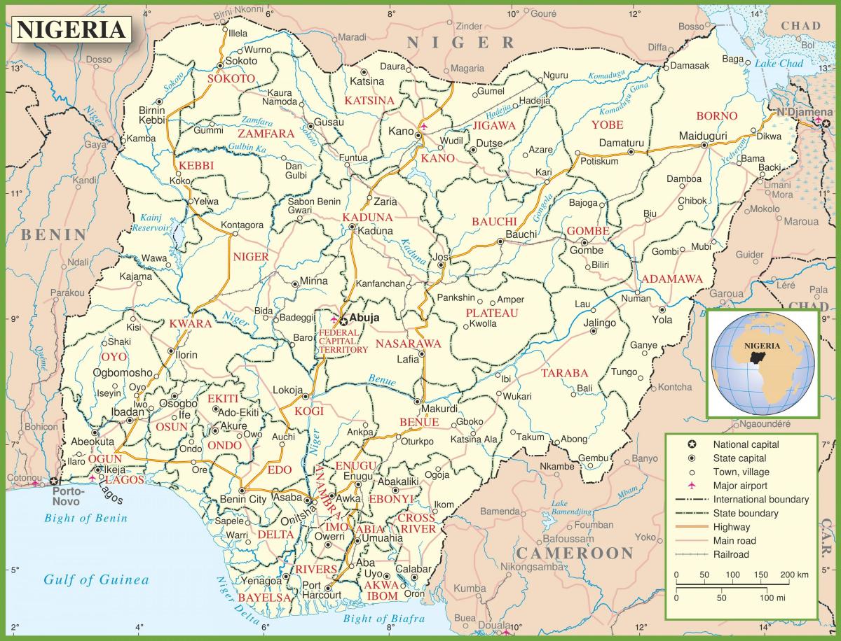 la mappa completa della nigeria