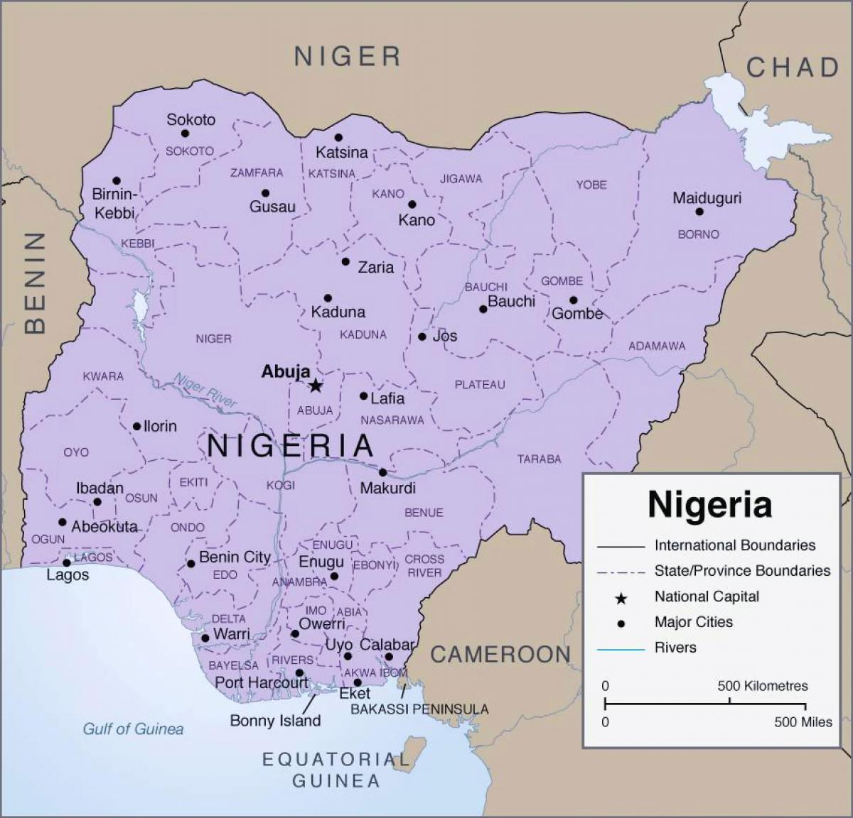 Mappa di mappa nigeria