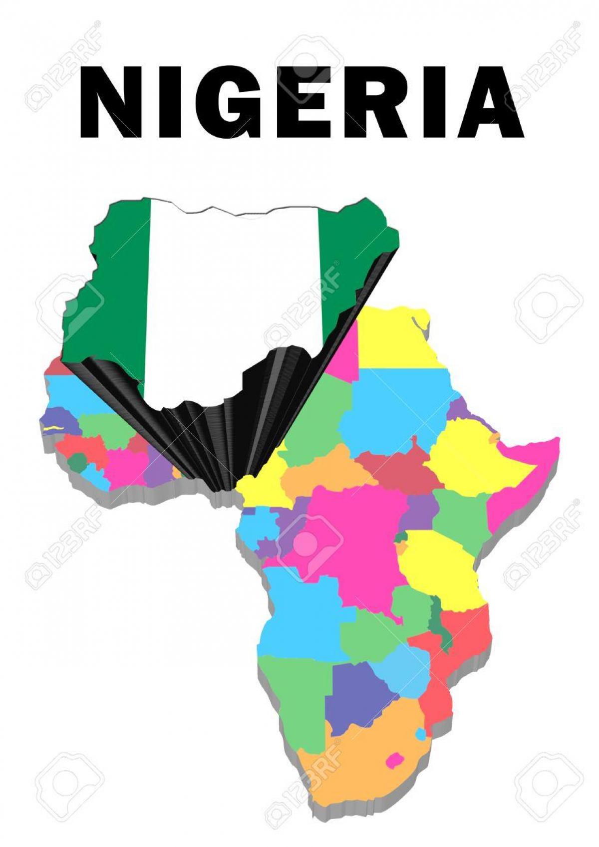 mappa di africa con la nigeria evidenziato