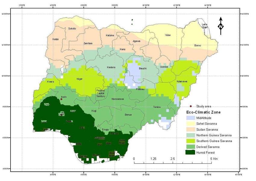 mappa climatica della nigeria