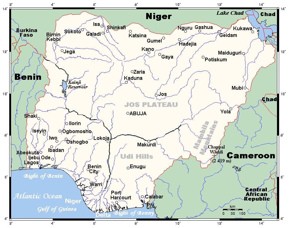 fiumi in nigeria mappa