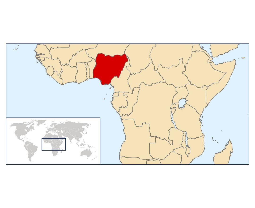 nigeria posizione sulla mappa del mondo