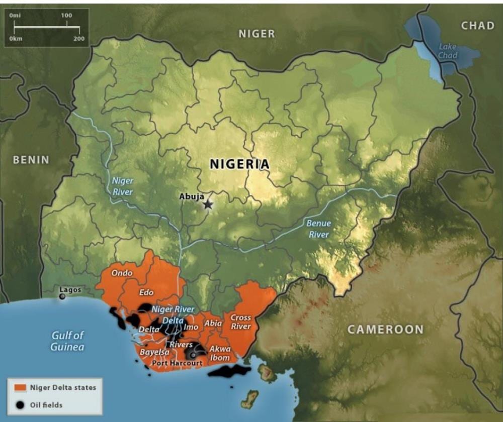 Mappa di olio nigeria