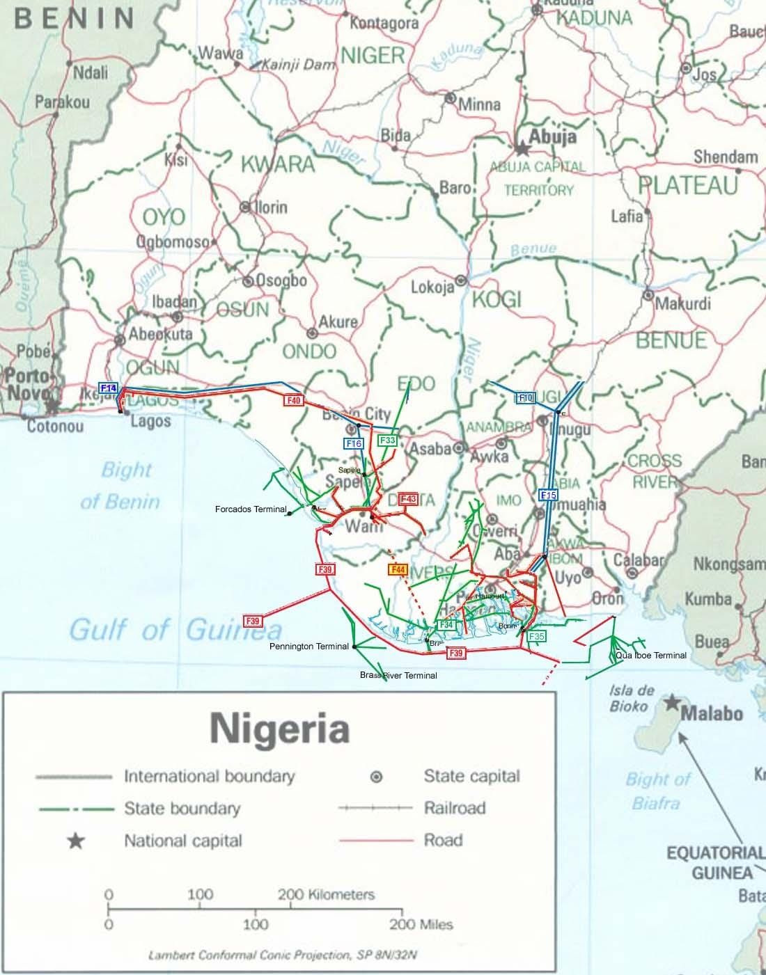 Mappa della nigeria pipeline