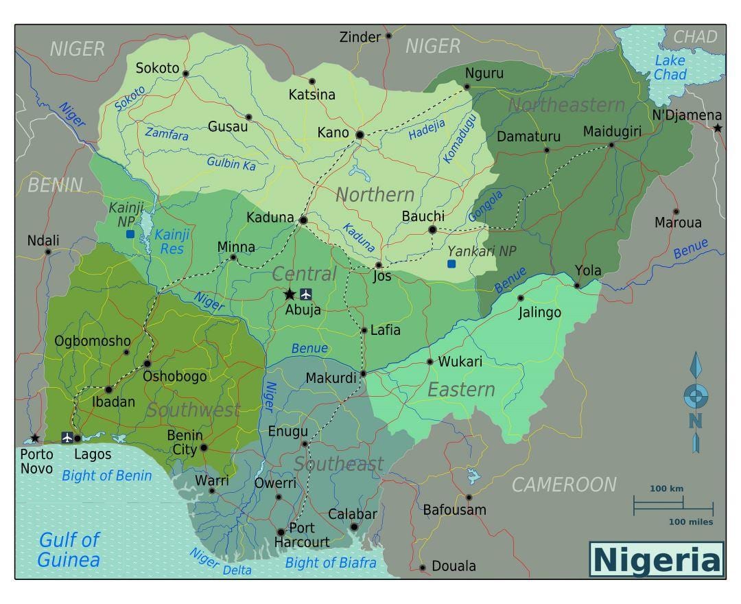 nigeria regionale mappa
