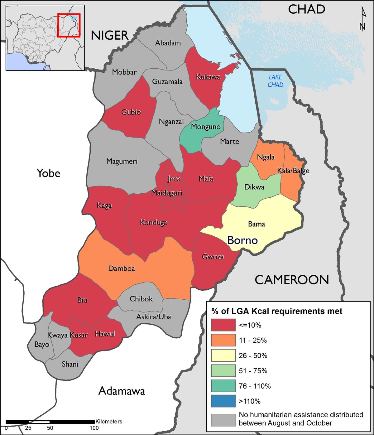 Mappa di nord-est della nigeria