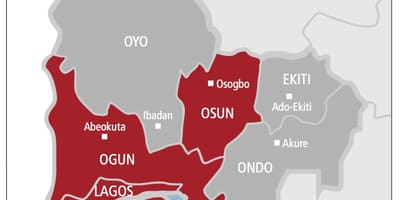 Ovest della nigeria mappa