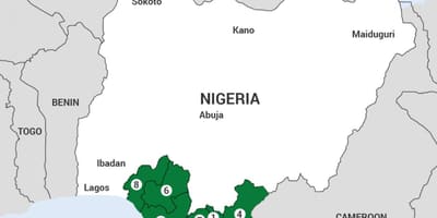 Mappa del delta del niger, mappa, in nigeria