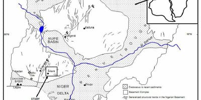 Mappa della nigeria, mostrando di drenaggio