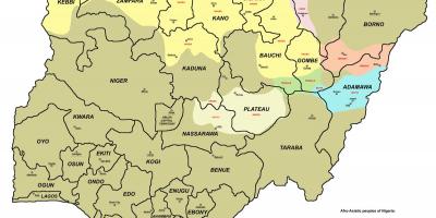 Mappa della nigeria con 36 stati