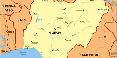 Mappa della nigeria mostrando fiume niger e benue
