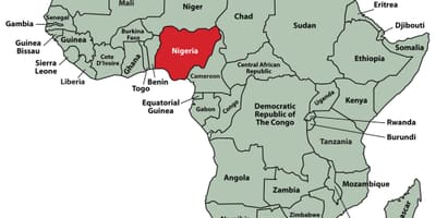 Mappa di africa mostrando nigeria