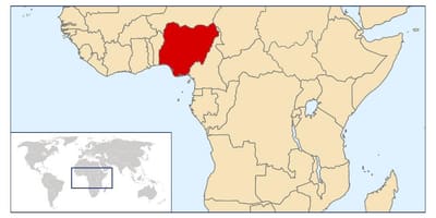 Nigeria posizione sulla mappa del mondo