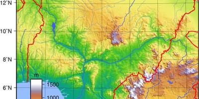 Mappa topografica della nigeria