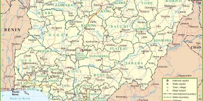 Mappa della nigeria che mostra le principali strade