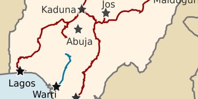 Mappa della nigeria, mostrando linee ferroviarie