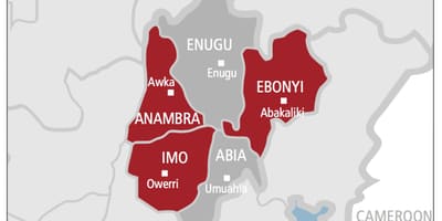 Mappa di sud est della nigeria